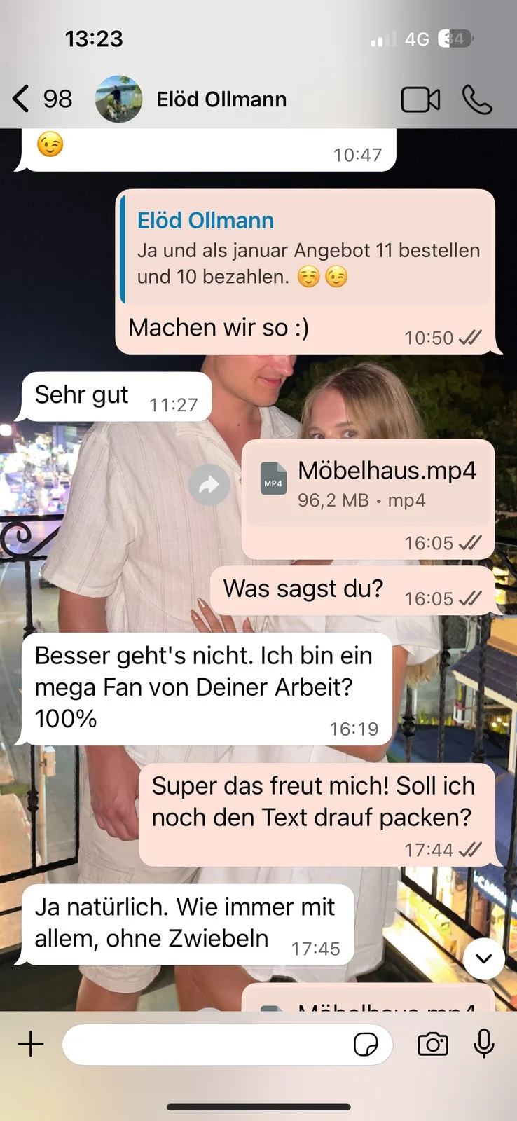 Echte Kundennachricht an Sophia Maus