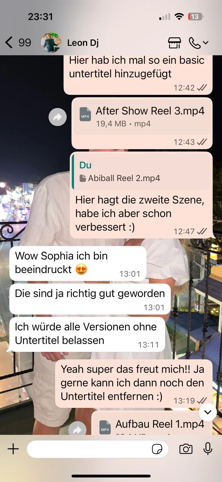 Echte Kundennachricht an Sophia Maus